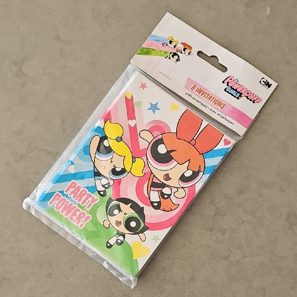 Vintage Power Puff Girls Party Invitations, Set‎ Of 8